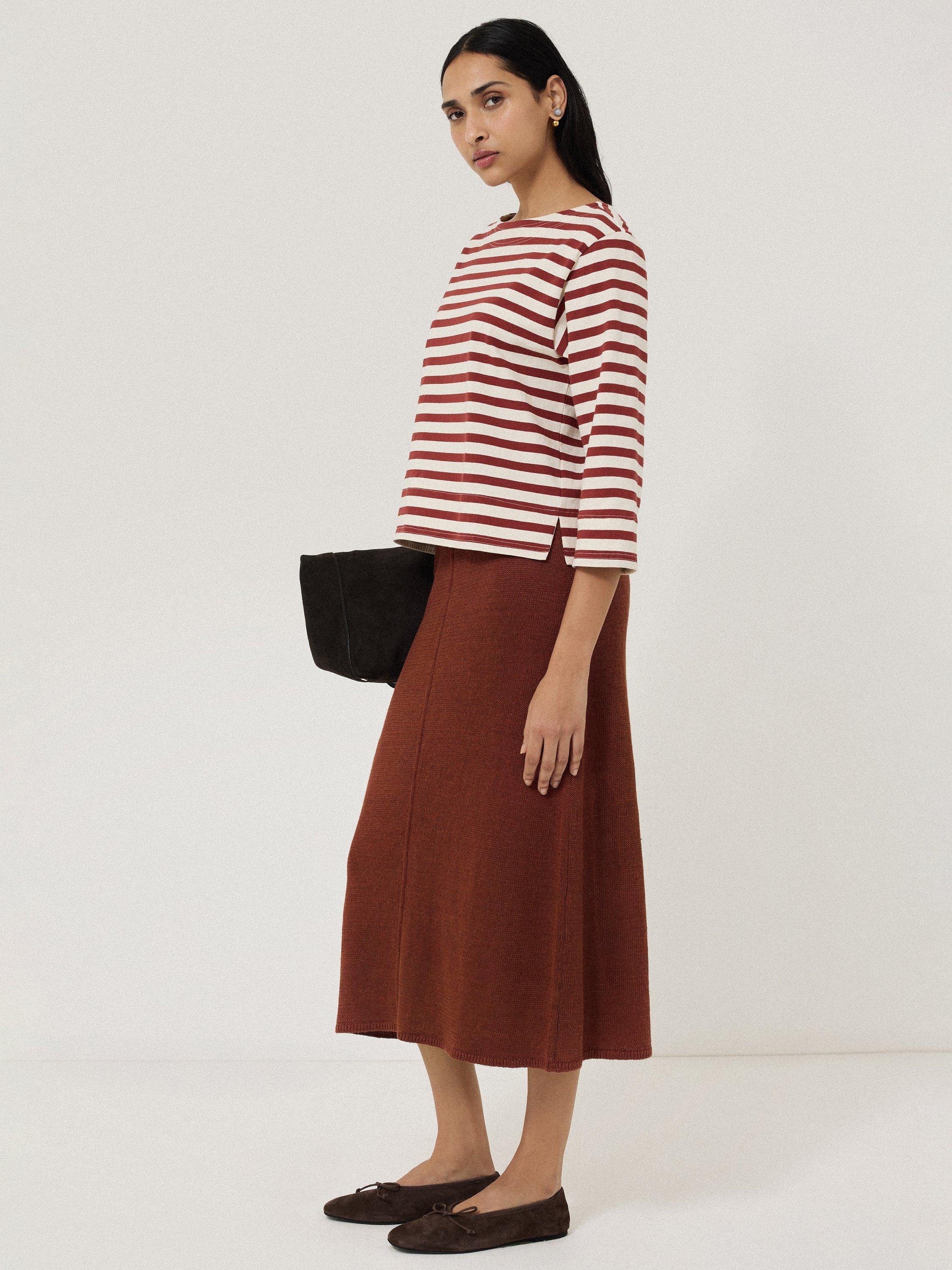 Product image 3 of 5, which shows Jigsaw Pure Linen Knitted Skirt, Brown, XS