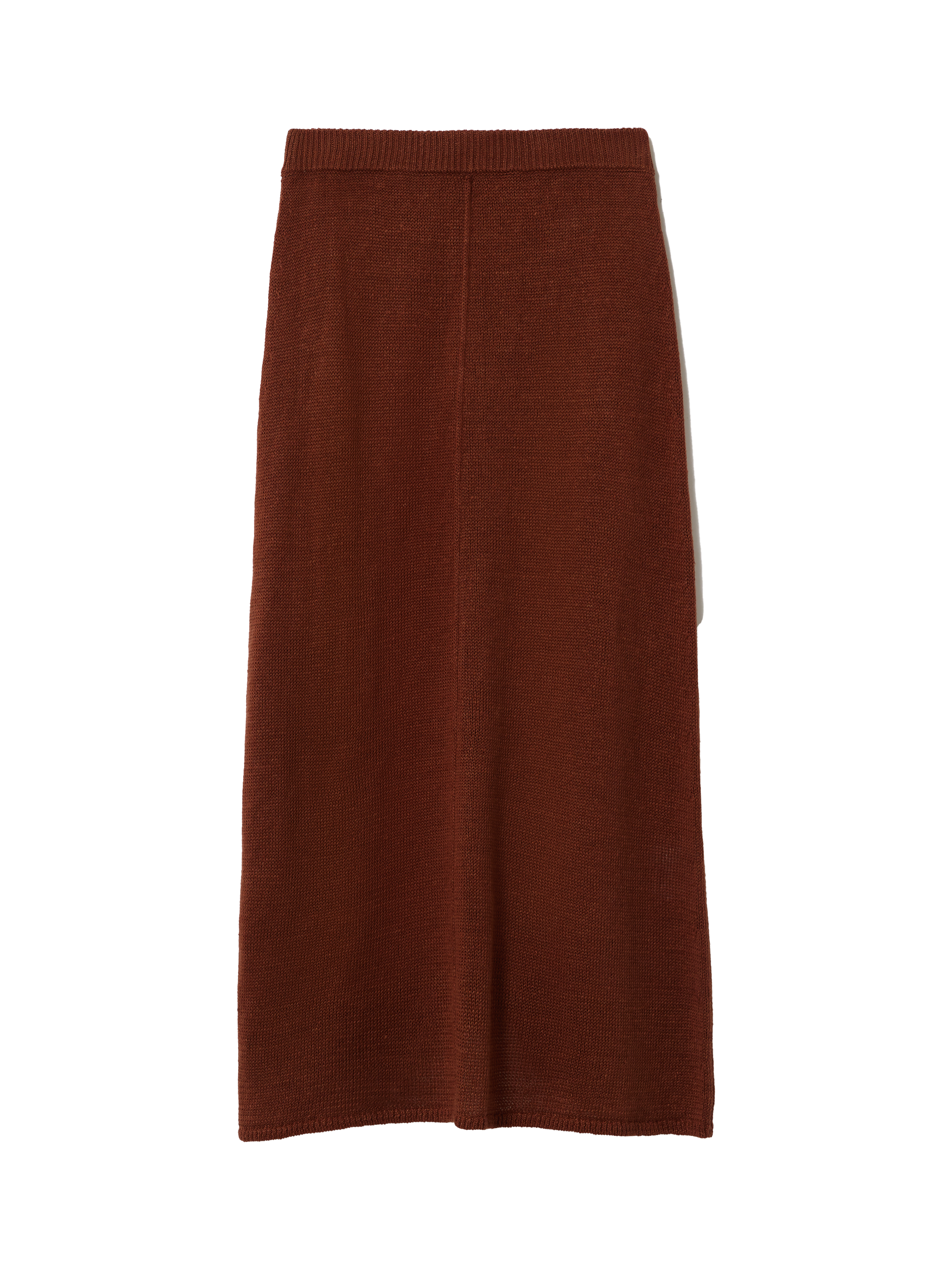 Product image 5 of 5, which shows Jigsaw Pure Linen Knitted Skirt, Brown, XS