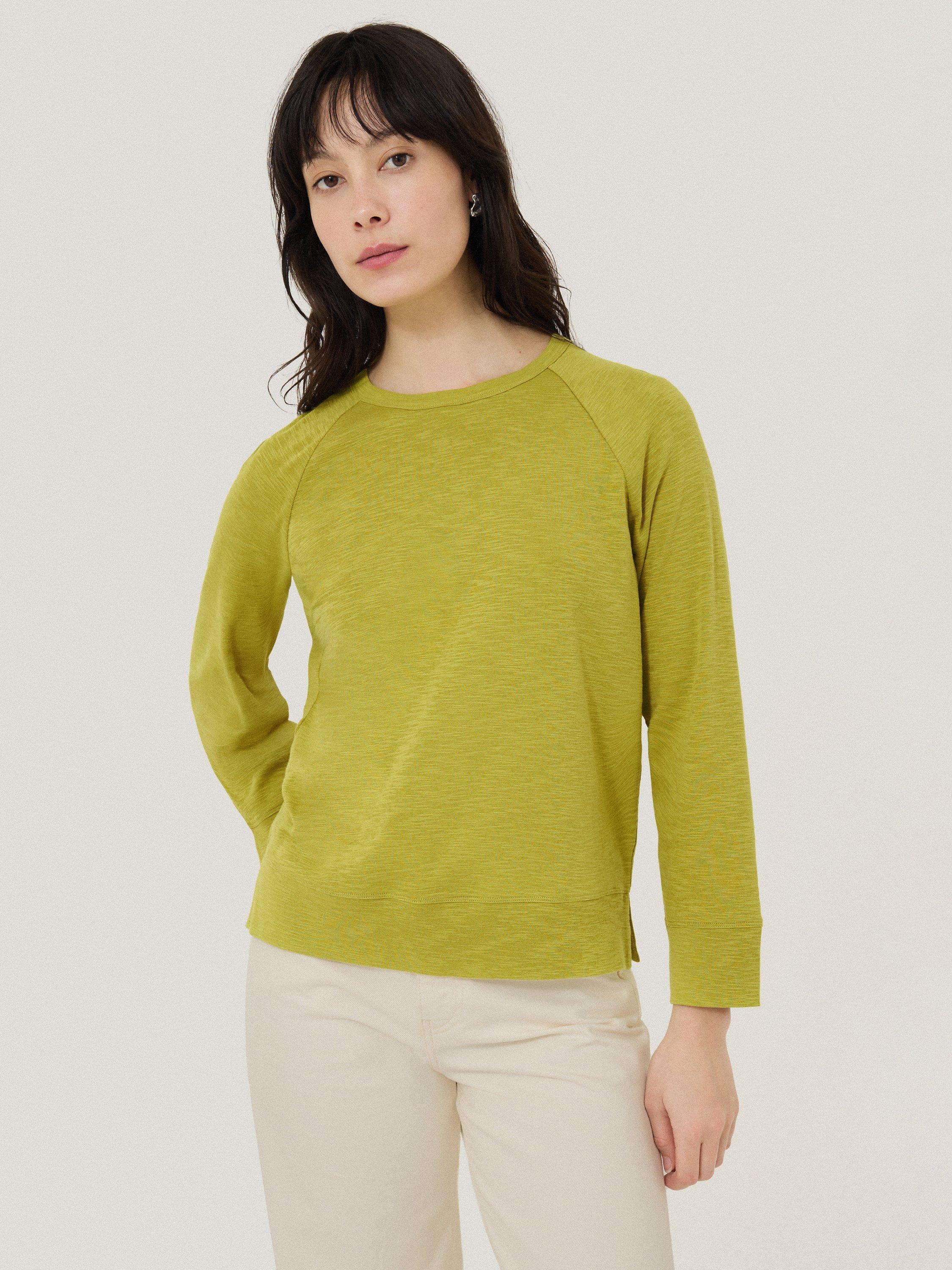 Product image 1 of 7, which shows Jigsaw Luxe Raglan Sleeve T-Shirt, Key Lime, XS