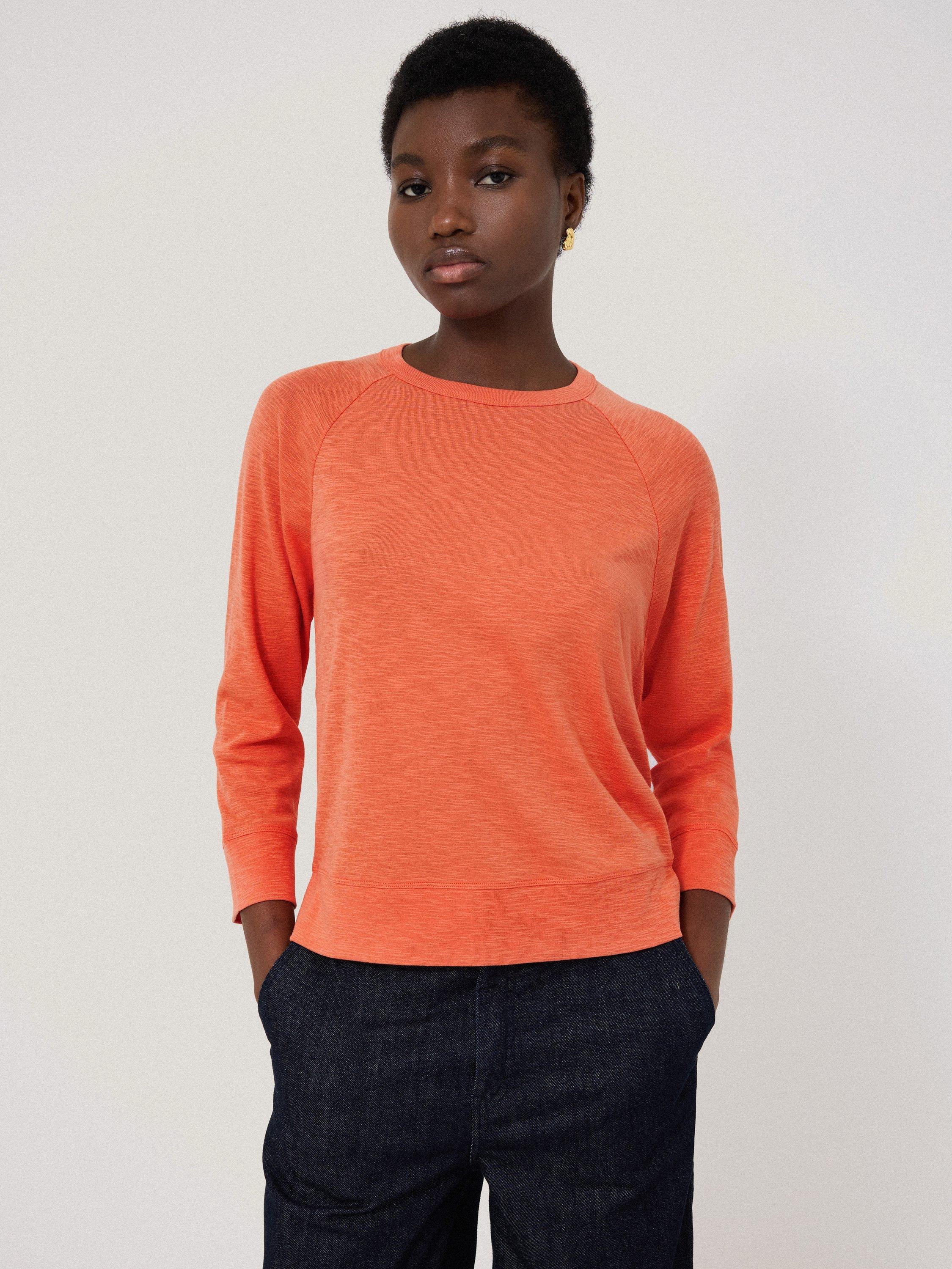 Product image 1 of 6, which shows Jigsaw Luxe Raglan Sleeve T-Shirt, Orange, XS