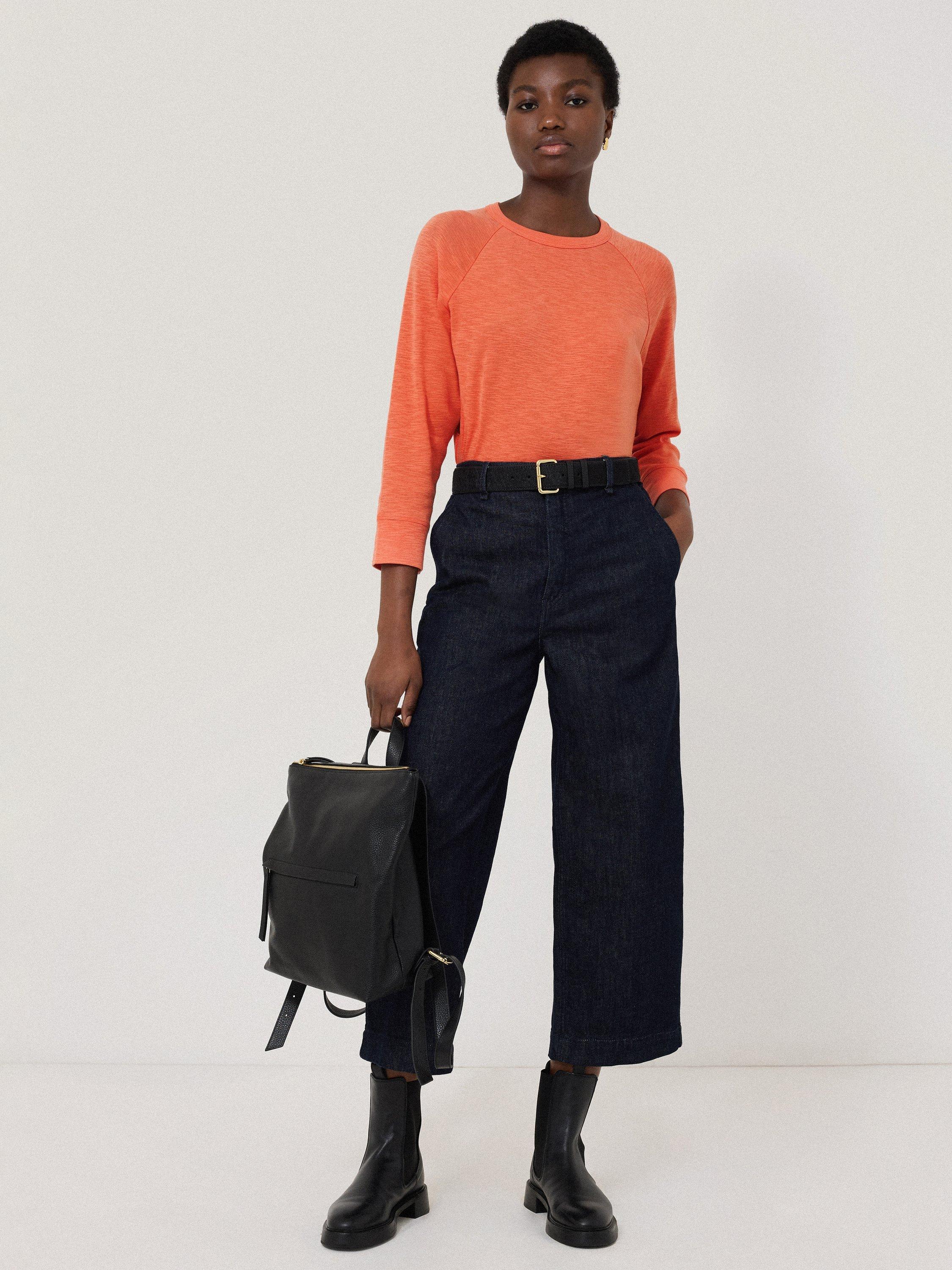 Product image 3 of 6, which shows Jigsaw Luxe Raglan Sleeve T-Shirt, Orange, XS