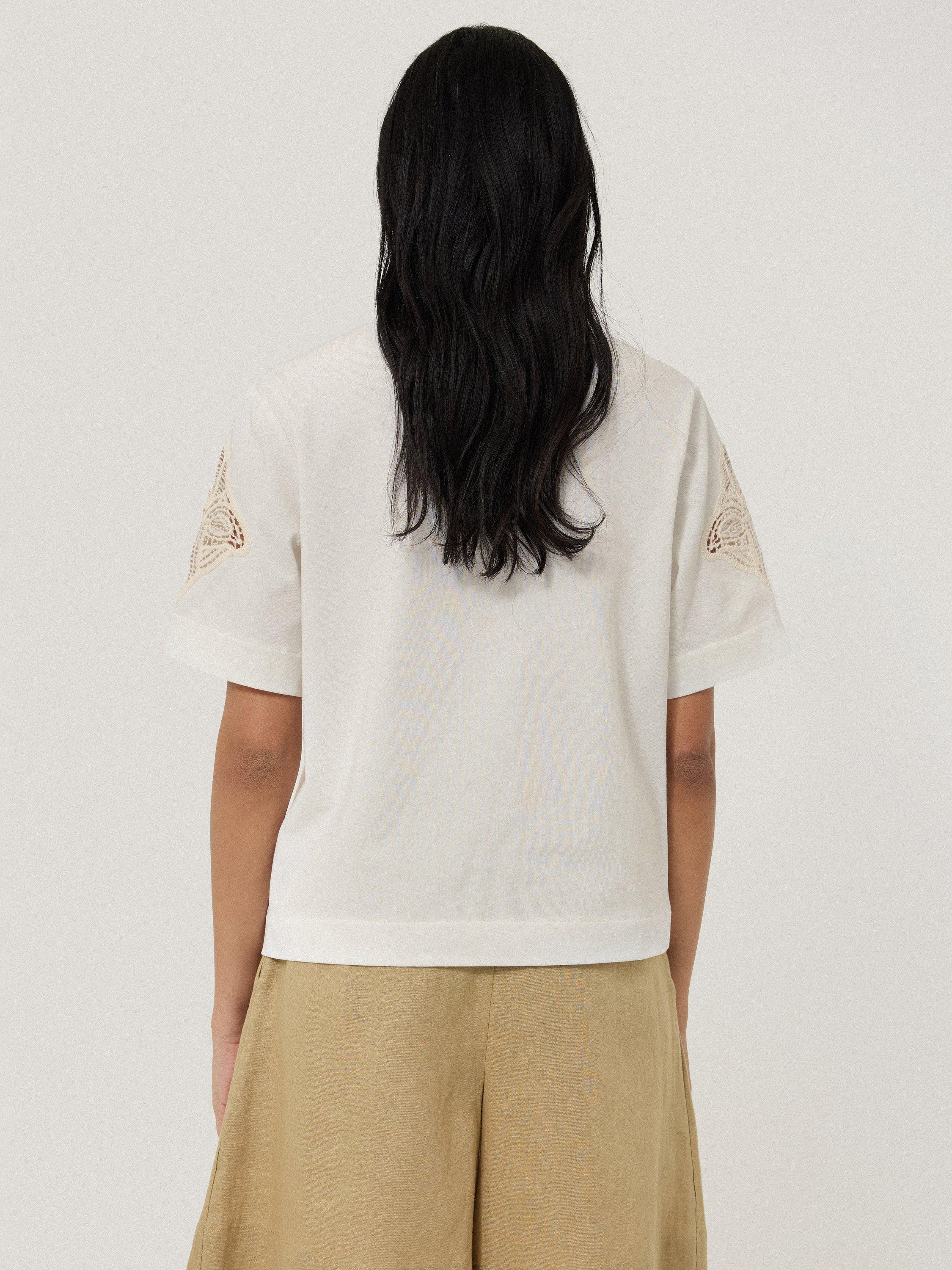 Product image 2 of 7, which shows Jigsaw Embroidered T-Shirt, Cream, M