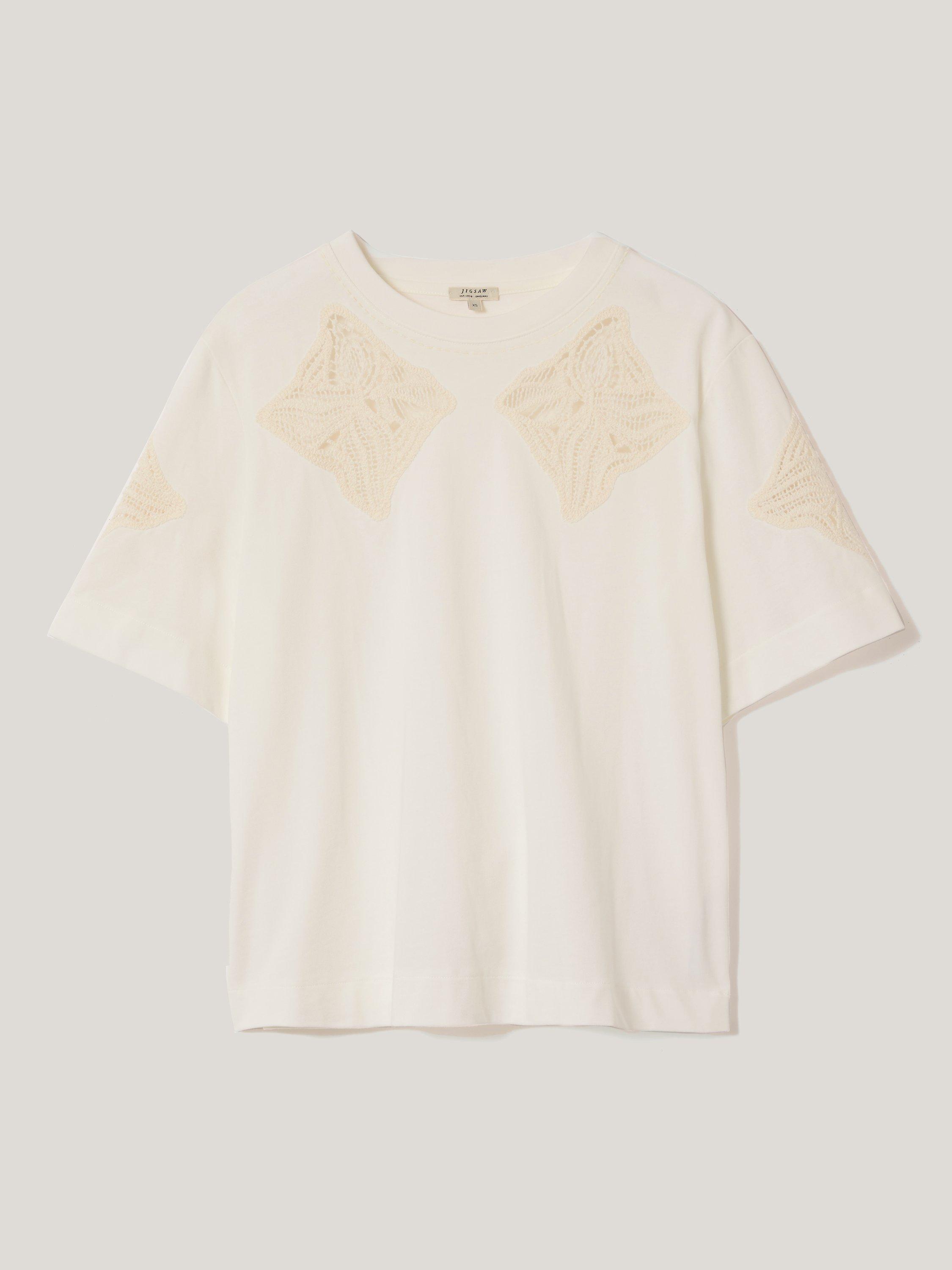 Product image 5 of 7, which shows Jigsaw Embroidered T-Shirt, Cream, M