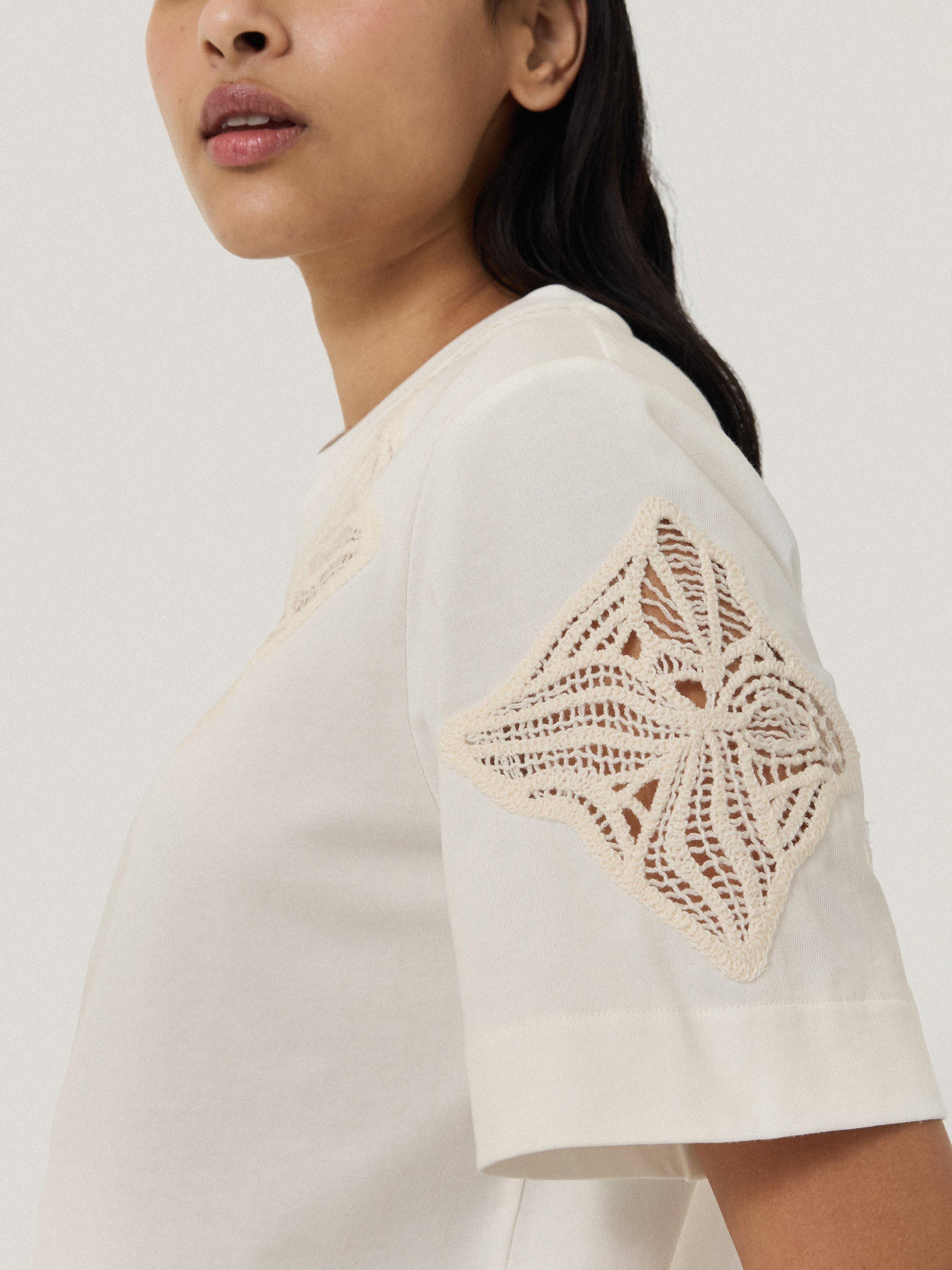Product image 6 of 7, which shows Jigsaw Embroidered T-Shirt, Cream, M