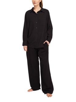 Nudea Organic Cotton Pyjama Shirt, Olive Green, Black