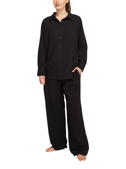 Nudea Organic Cotton Pyjama Shirt, Black