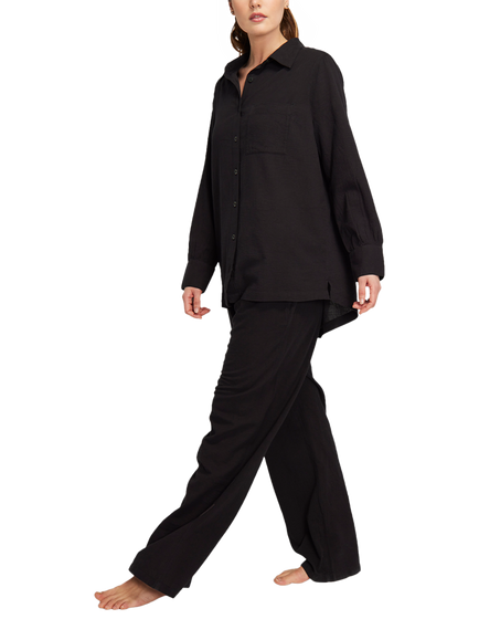 Nudea Organic Cotton Pyjama Shirt - view 2, Black