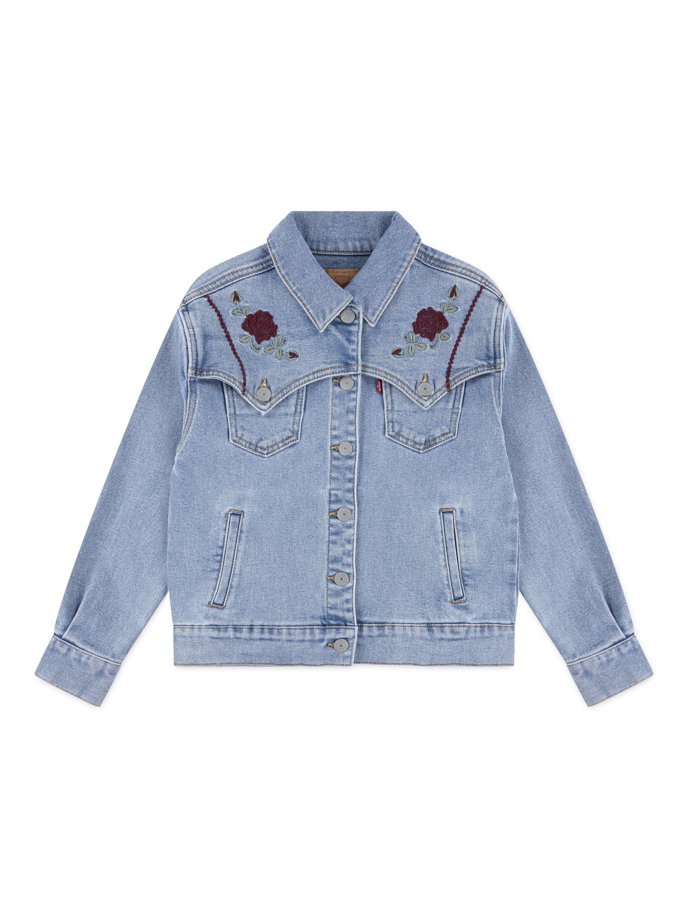Product image 1 of 6, which shows Levi's Kids' Western Trucker Denim Jacket containing LENZING™ ECOVERO™ Viscose, This And That, 10 years
