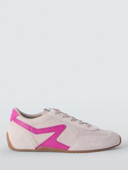 rag & bone Retro Runner Slim Suede Trainers, Sand/Pink, Sand/Pink