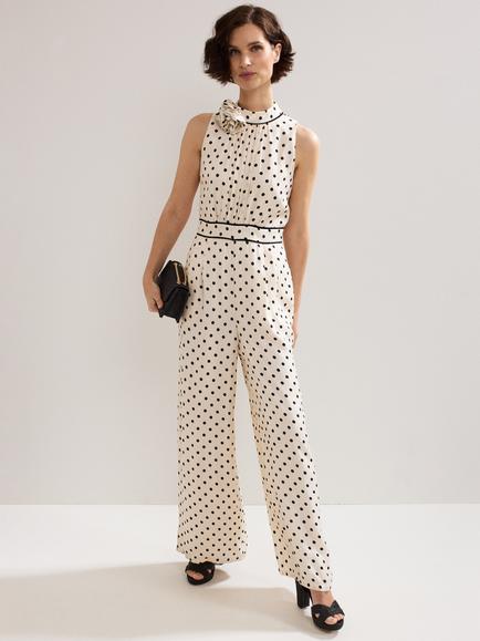 Phase Eight Marilee Polka Dot Jumpsuit, Ivory, Ivory