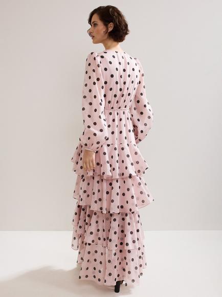 Phase Eight Spot Ruffle Maxi Dress containing TENCEL™ Lyocell - view 2, Pink