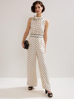 Phase Eight Petite Marilee Polka Dot Jumpsuit, Ivory, Ivory
