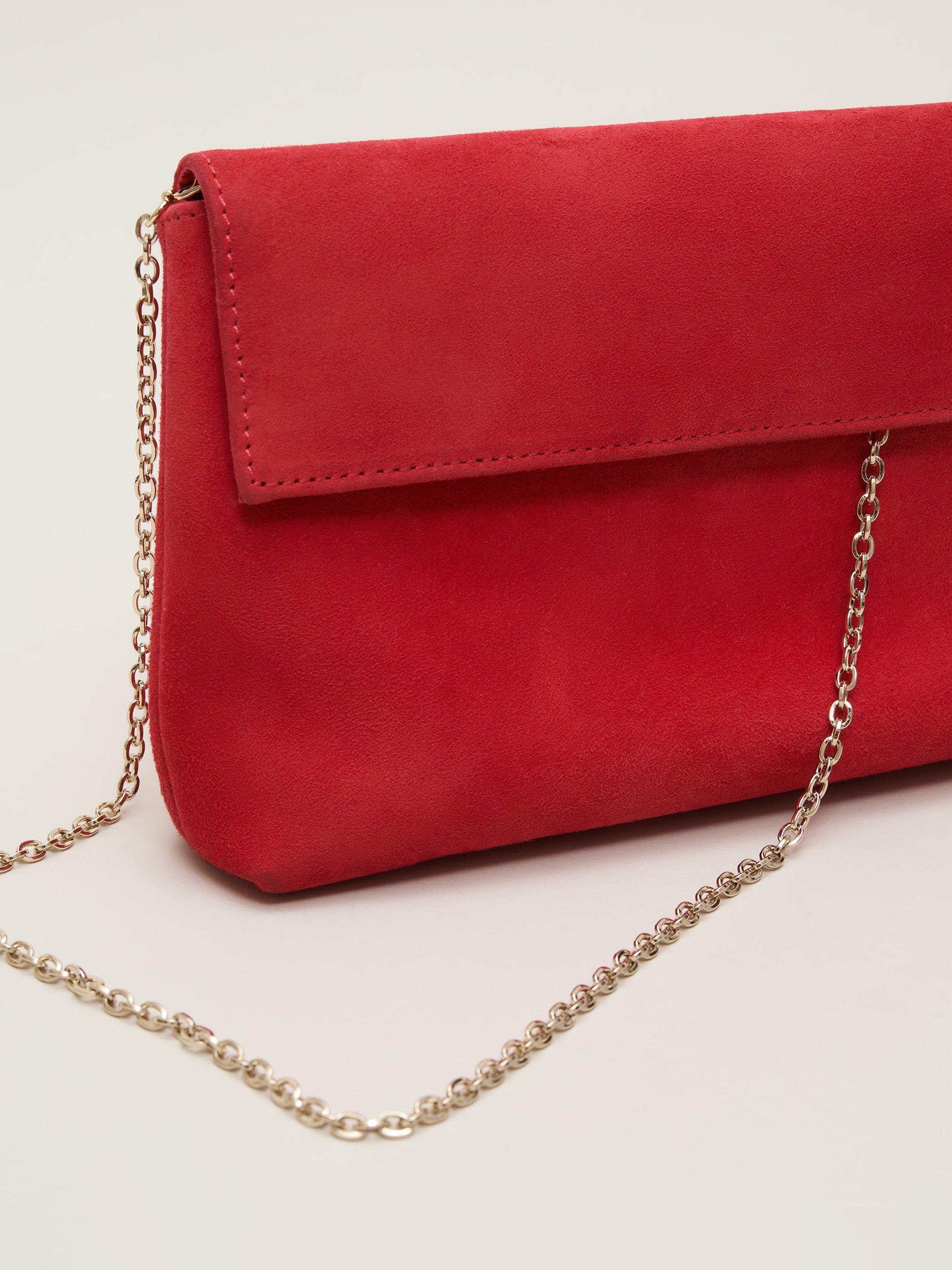 Product image 3 of 7, which shows Phase Eight Suede Clutch Bag, Coral, One Size