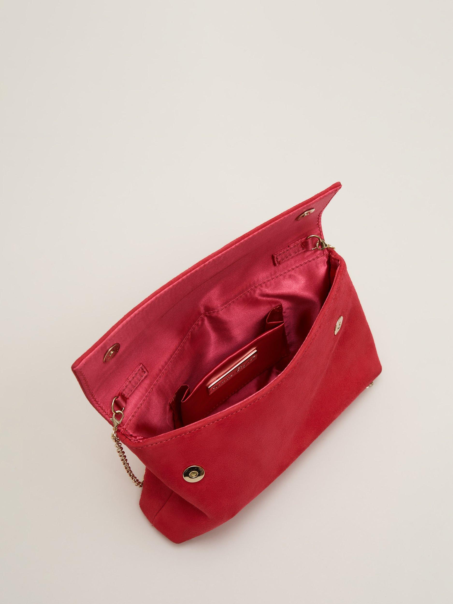 Product image 4 of 7, which shows Phase Eight Suede Clutch Bag, Coral, One Size