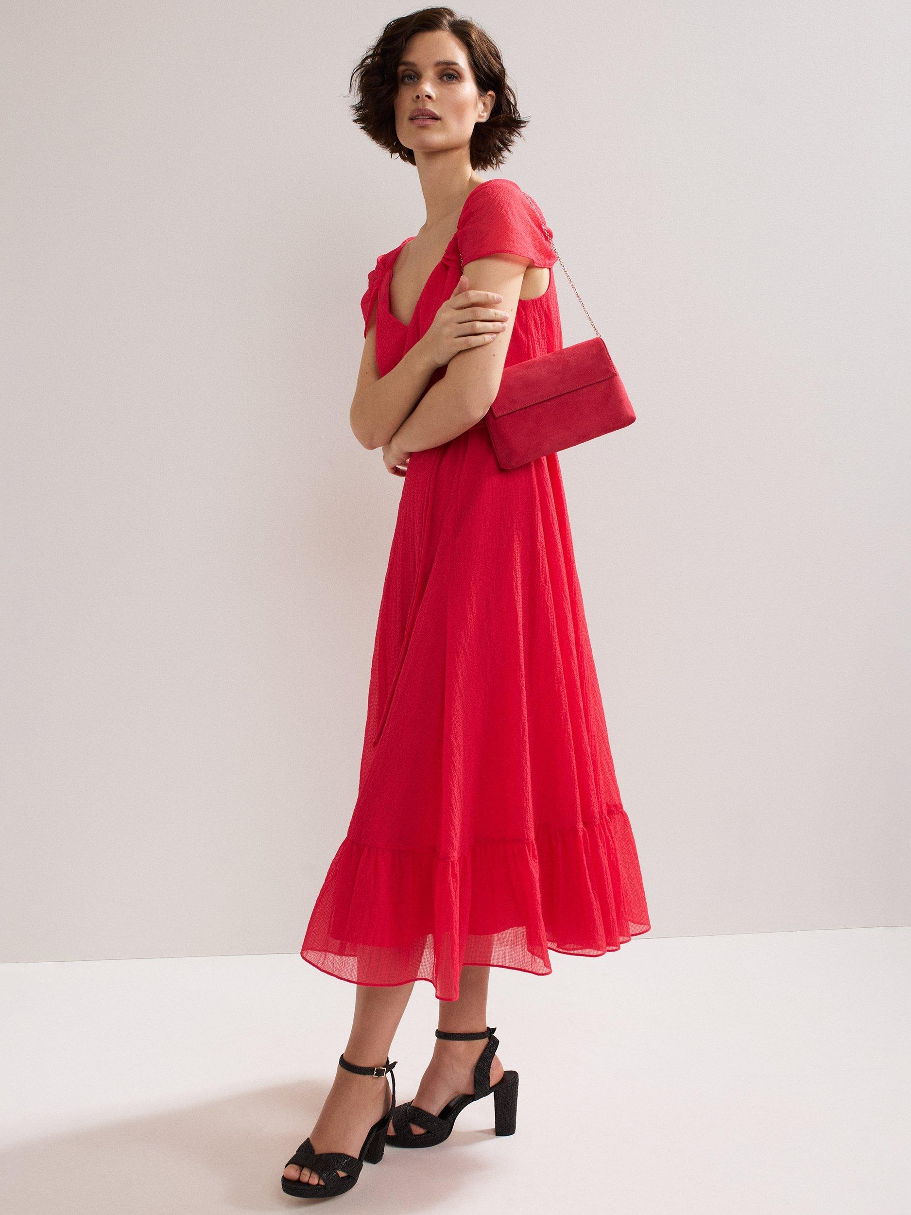 Product image 7 of 7, which shows Phase Eight Suede Clutch Bag, Coral, One Size