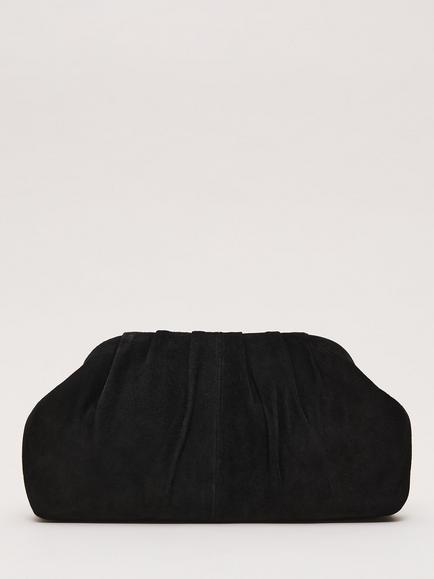 Phase Eight Suede Clutch Bag, Black, Black