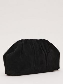 Phase Eight Suede Clutch Bag, Black - view 2, Black