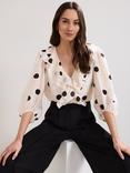 Phase Eight Jaqlyn Polka Dot Blouse, Pink