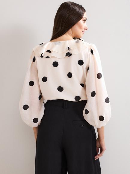 Phase Eight Jaqlyn Polka Dot Blouse, Pink - view 2, Pink