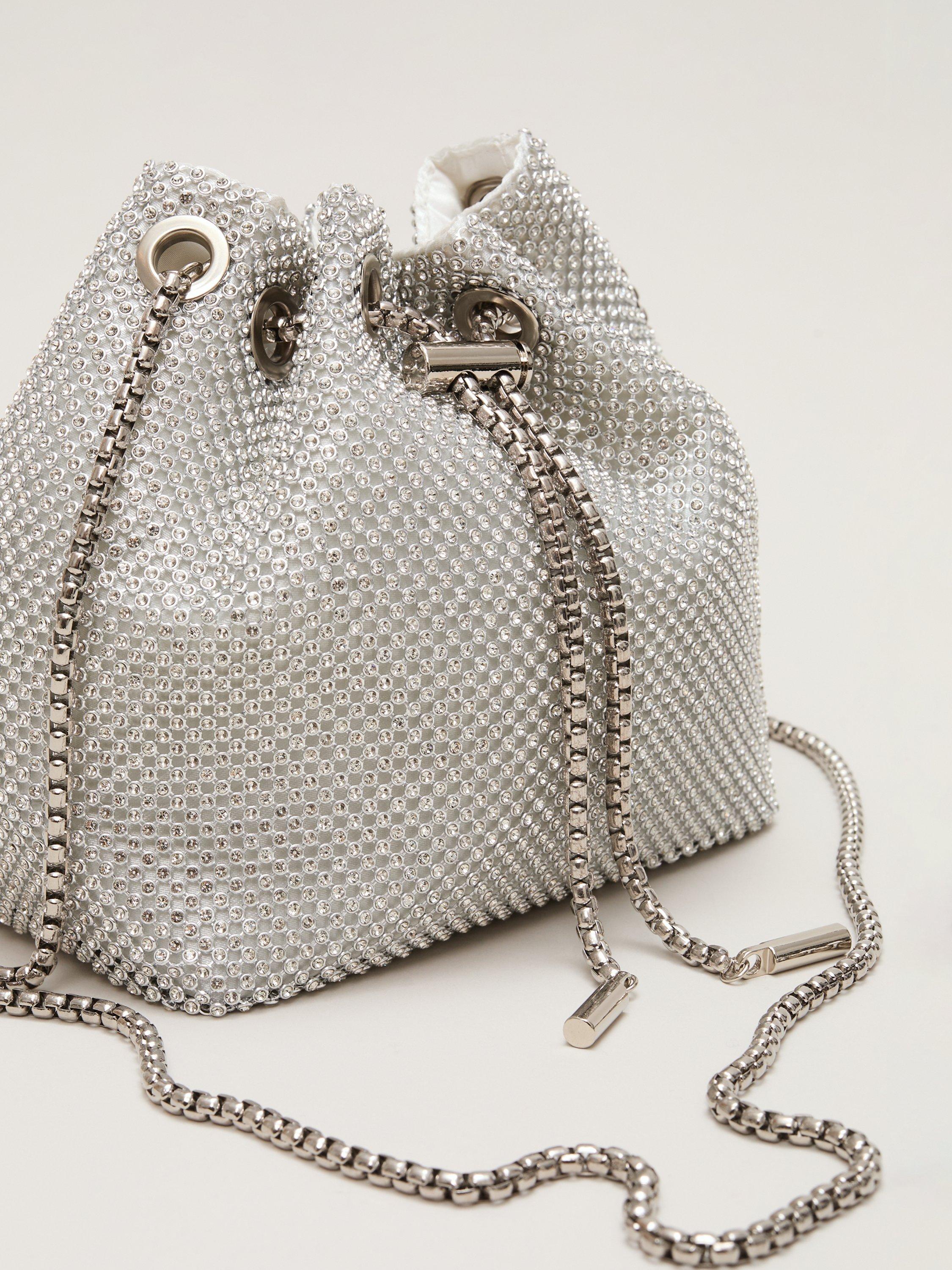 Product image 3 of 9, which shows Phase Eight Sparkle Crossbody Bag, Silver
