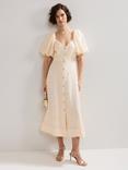 Phase Eight Bonnie Textured Spot Midi Dress, Cream