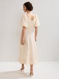 Phase Eight Bonnie Textured Spot Midi Dress, Cream