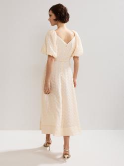 Phase Eight Bonnie Textured Spot Midi Dress, Cream - view 2, Cream