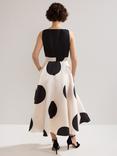 Phase Eight Delie Spot Midi Dress, Black/Ivory