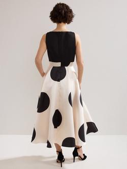 Phase Eight Delie Spot Midi Dress, Black/Ivory - view 2, Black/Ivory