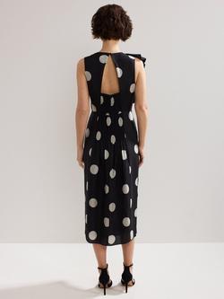 Phase Eight Joslyne Spot Midi Dress, Black/Ivory - view 2, Black/Ivory