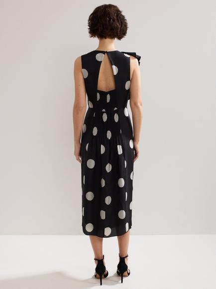Phase Eight Joslyne Spot Midi Dress, Black/Ivory - view 2, Black/Ivory