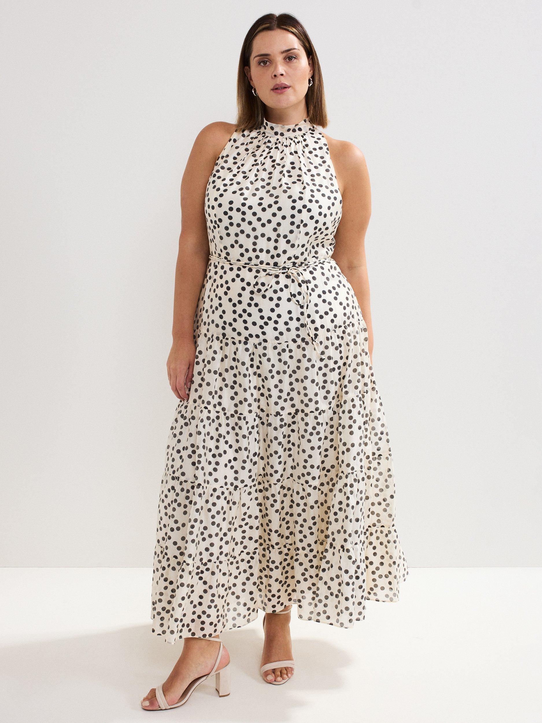 Product image 9 of 10, which shows Phase Eight Nita Polka Dot Maxi Dress, Ivory, 14