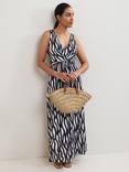 Phase Eight Petite Artemis Geometric Maxi Dress, Navy/Ivory