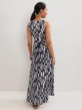 Phase Eight Petite Artemis Geometric Maxi Dress, Navy/Ivory
