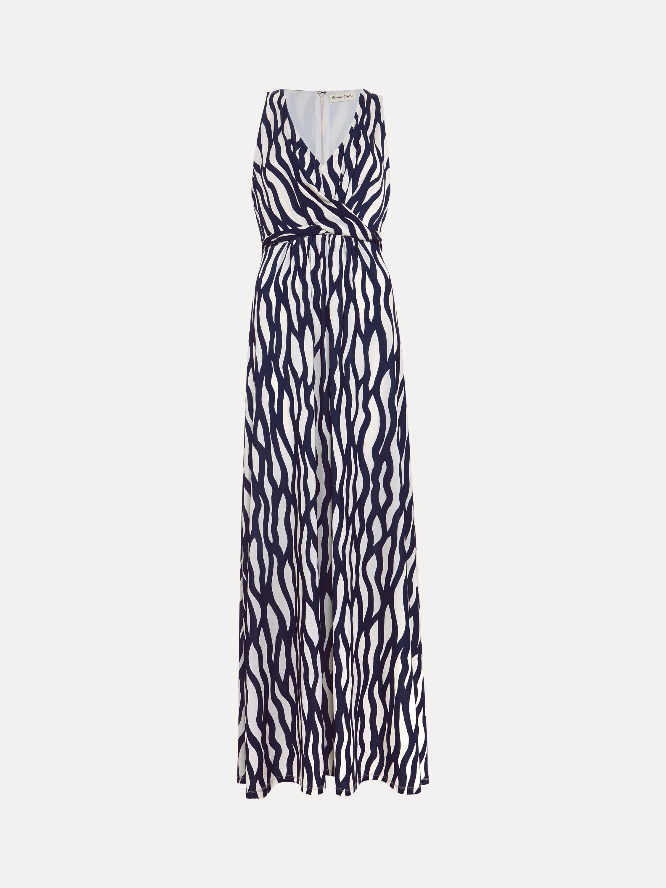 Product image 5 of 8, which shows Phase Eight Petite Artemis Geometric Maxi Dress, Navy/Ivory, 8
