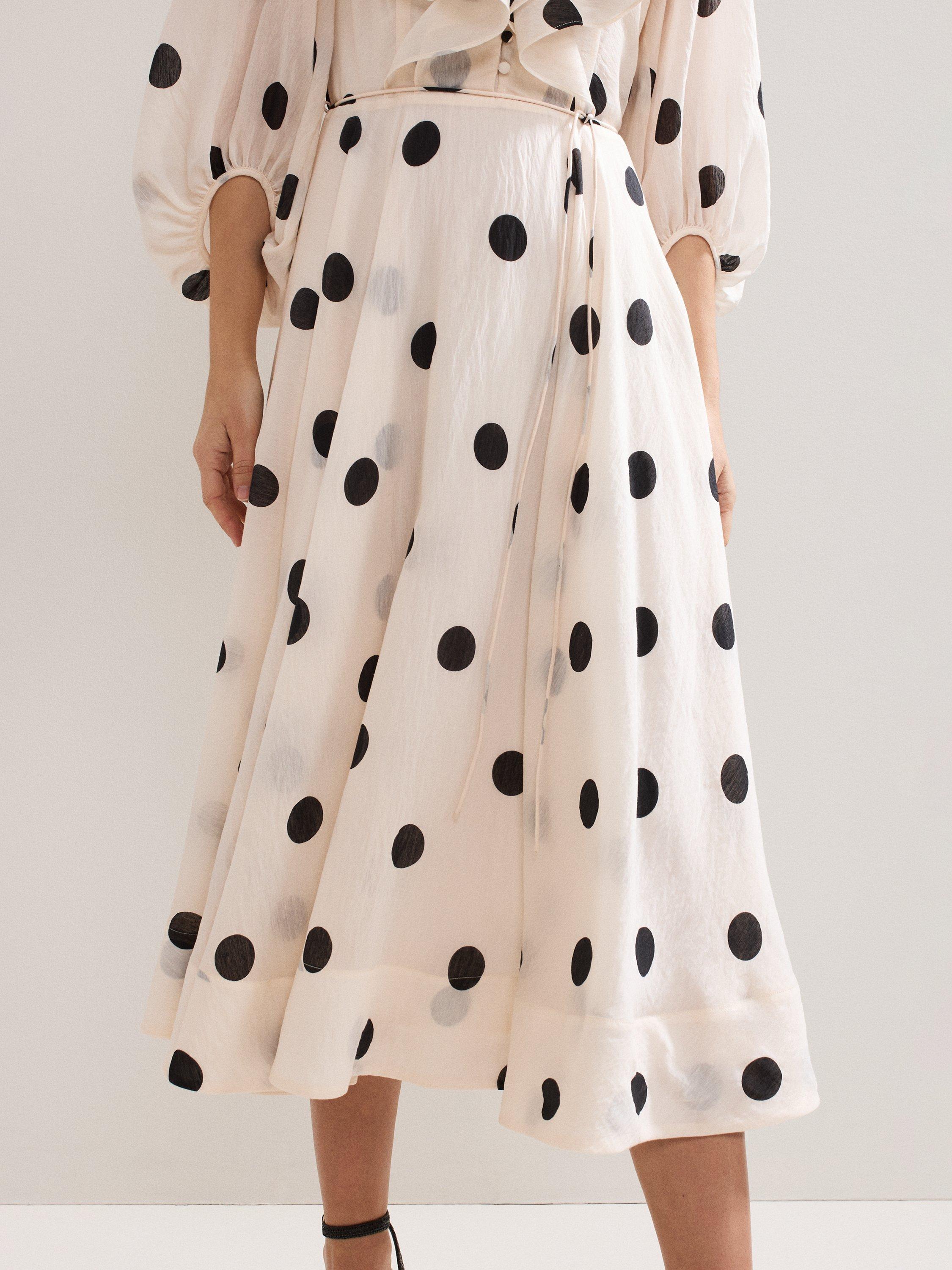Product image 8 of 9, which shows Phase Eight Petite Jaqlyn Polka Dot Dress, Cream, 8