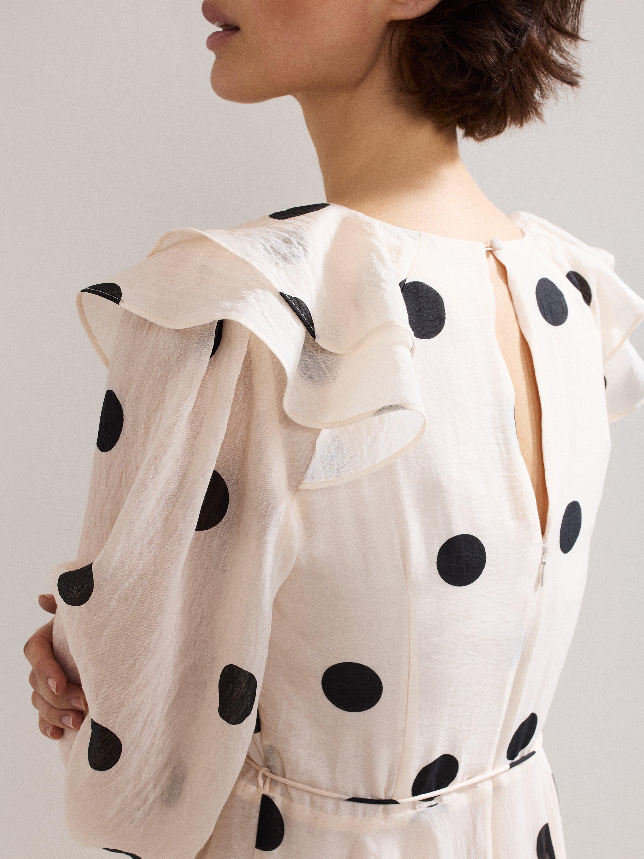 Product image 9 of 9, which shows Phase Eight Petite Jaqlyn Polka Dot Dress, Cream, 8