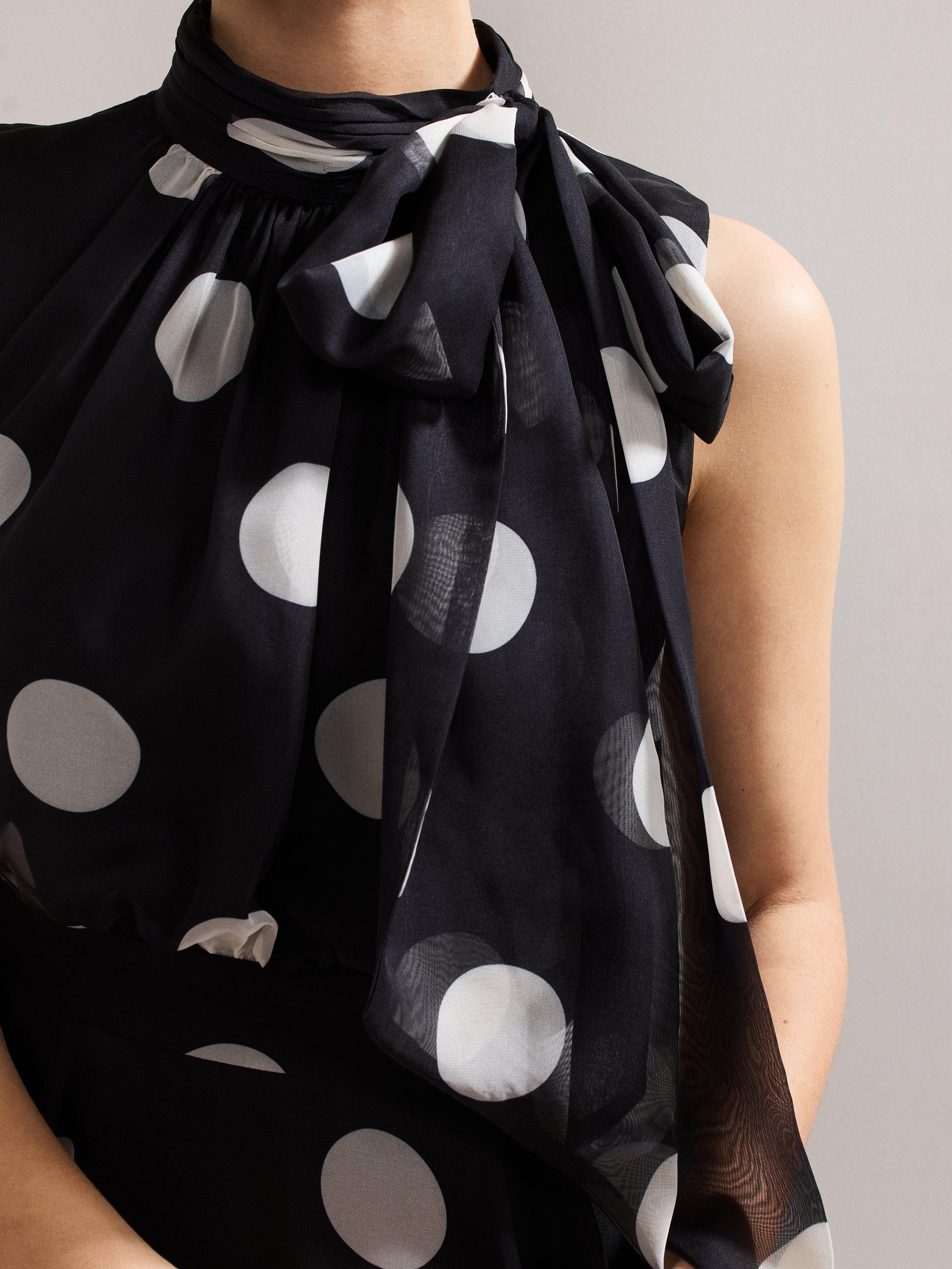 Product image 7 of 9, which shows Phase Eight Petite Lucinda Polka Dot Dress, Black/Multi, 12