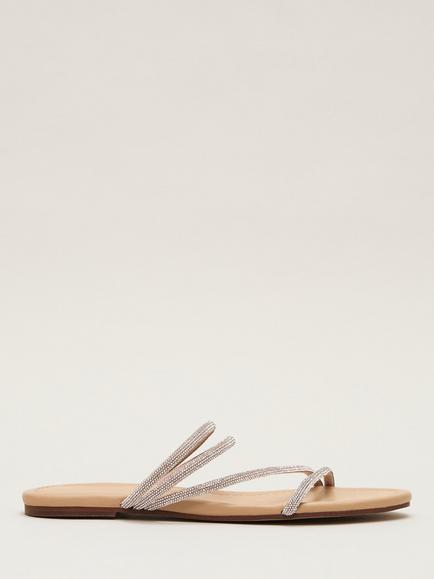 Phase Eight Sparkle Flat Sandals, Silver, Silver