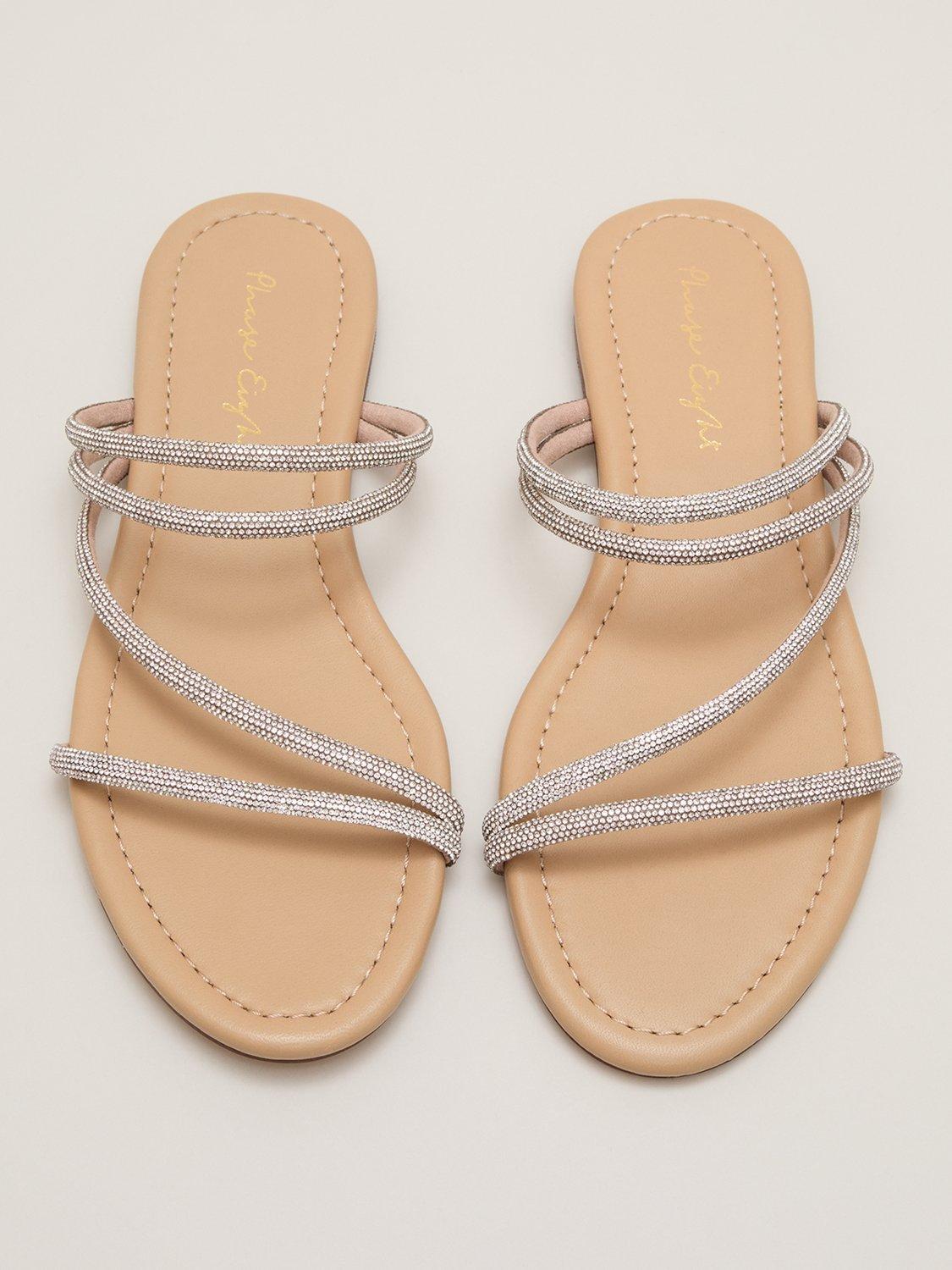 Product image 2 of 8, which shows Phase Eight Sparkle Flat Sandals, Silver, 3