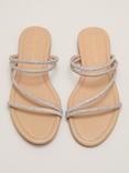 Phase Eight Sparkle Flat Sandals, Silver