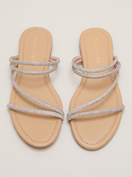 Phase Eight Sparkle Flat Sandals, Silver - view 2, Silver