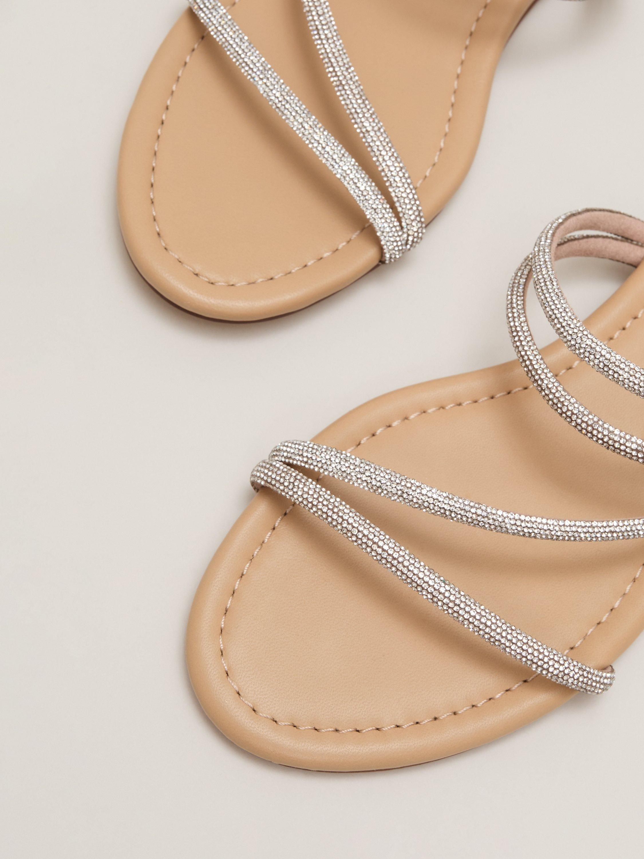 Product image 4 of 8, which shows Phase Eight Sparkle Flat Sandals, Silver, 3