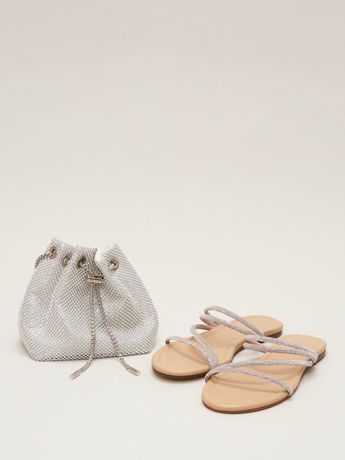 Product image 5 of 8, which shows Phase Eight Sparkle Flat Sandals, Silver, 3