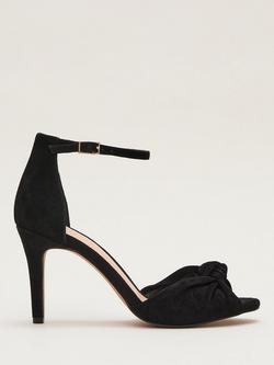 Phase Eight Knotted Suede Heeled Sandals, Black, Black