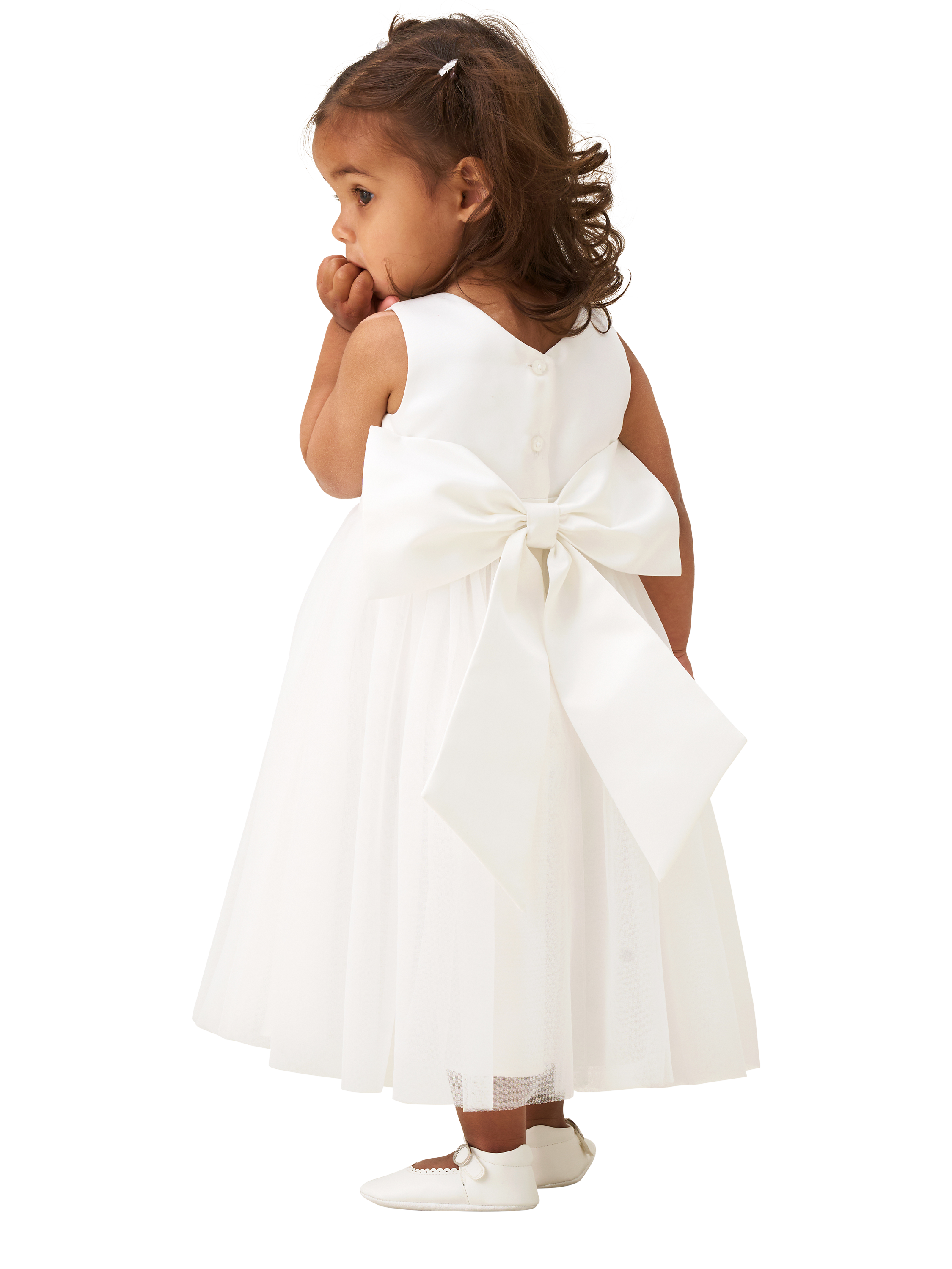 Product image 2 of 2, which shows Angel & Rocket Kids' Charlotte Mini Ballerina Bow Dress, White, 3-6 months