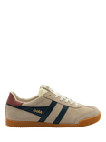 Gola Elan Leather Lace Up Trainers, Bone, Navy
