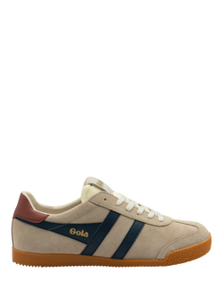 Gola Elan Leather Lace Up Trainers, Bone, Navy, Bone, Navy
