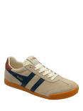 Gola Elan Leather Lace Up Trainers, Bone, Navy