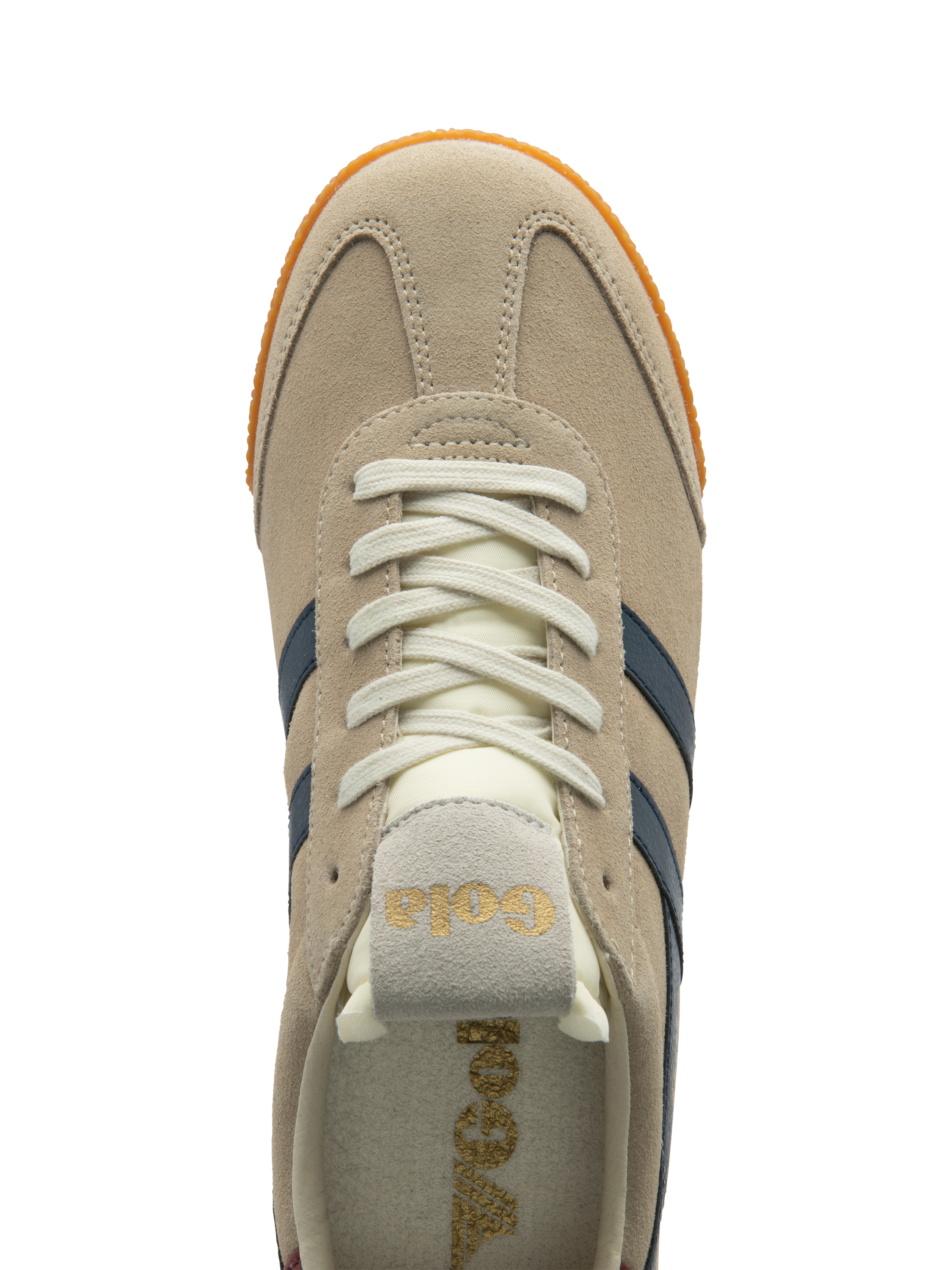 Product image 5 of 5, which shows Gola Elan Leather Lace Up Trainers, Bone, Navy, 8